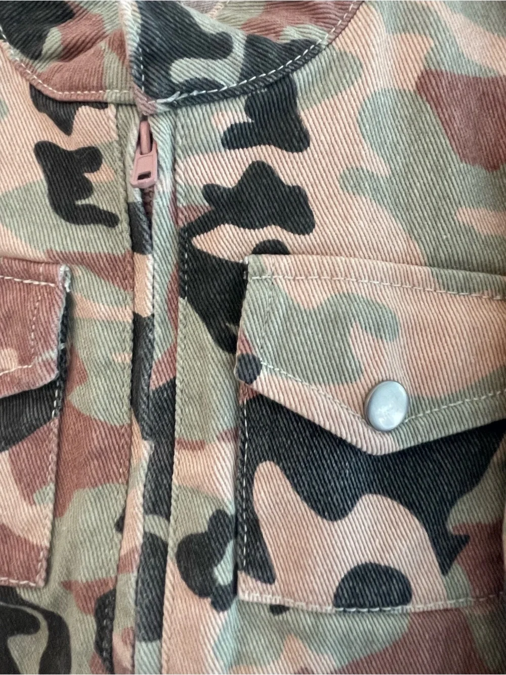 12 Pm By Mon Ami Kids Camo Zip Jacket in Green and Brown